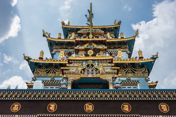 Zangdog Palri Golden temple of Namdroling Buddhist Monastery, Coorg India.